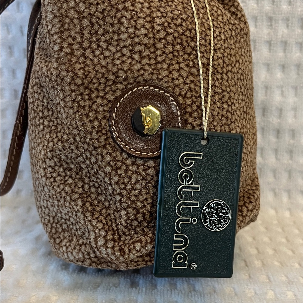 Bettina Brown Textured Drawstring Bag - Picture 2 of 10